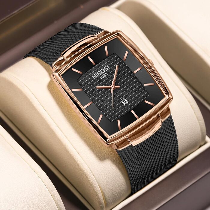 Годинник чоловічий NIBOSI 2613-чорне золото: стильні кварцові годинники з датою та міцним сталевим браслетом