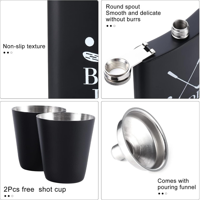 Фляга з нержавіючої сталі 8oz (240мл) з подарунковим набором: 2 склянки та воронка. Фляга для віскі, вина, горілки. Зручна для транспортування алкоголю.