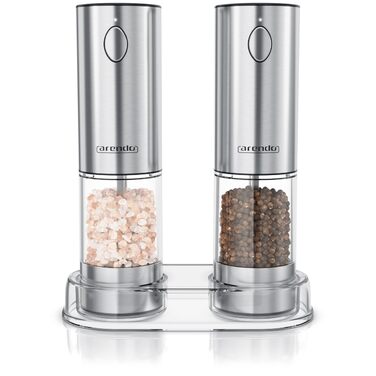 Електричні мельниці для солі та перцю Arendo 2 шт. з USB-зарядкою, велика ємність, регулювання помелу, LED-підсвітка