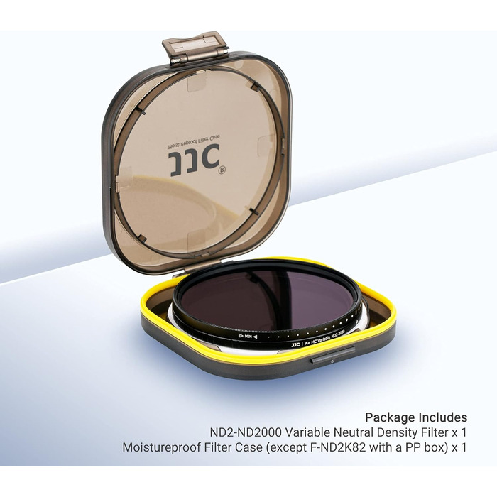 Фільтр ND (ND2-ND2000) JJC: регульований нейтральний фільтр щільності, 18-шарова покриття, оптичне скло HD, для об'єктивів DSLR, фотографія пейзажів (43 мм)