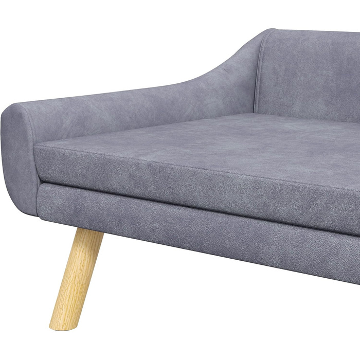 Диван для собак та котів PawHut з підлокітником, сірий, 102 x 58,5 x 42,5 см. З м'якими подушками, для середніх та великих собак