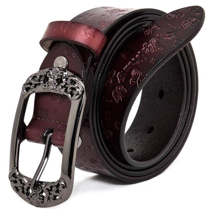Жіночий шкіряний ремінь Vintage (коричневий, 105 см) ширина 3.3 см, подарункова коробка