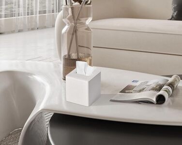 Скляна коробка для серветок, PU-шкіра, сучасний дизайн, для ванної, спальні, кухні, офісу (бежева льон)