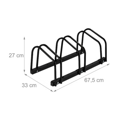 Relaxdays Bicycle Stand for 3 Bicycles, Black