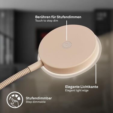 LED лампа BRILONER з сенсорним керуванням, регулюванням яскравості, поворотним кріпленням, для дому, офісу та читання, бежевого кольору, 32,5x13x40 см