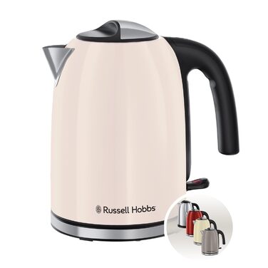 Електричний чайник Russell Hobbs Colours Plus Mocha з нержавіючими акцентами, 1.7л, 2400W, з індикатором рівня води, фільтром від накипу та функцією швидкого кип'ятіння