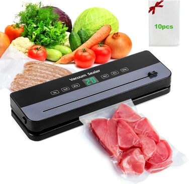 Вакуумний пакувальник Obecilc 7-в-1 з ріжучим ножем, 65 кПа, сухий/вологий режим, 10 пакетів, для дому та ресторану