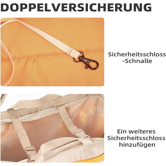 Транспортна сумка для собак, котів та кроликів – складана переноска з безпечним замком, сіткою для вентиляції та бічними кишенями – практична переноска для подорожей (Бежева/Хакі, 34x16x25/40x14x25 см)