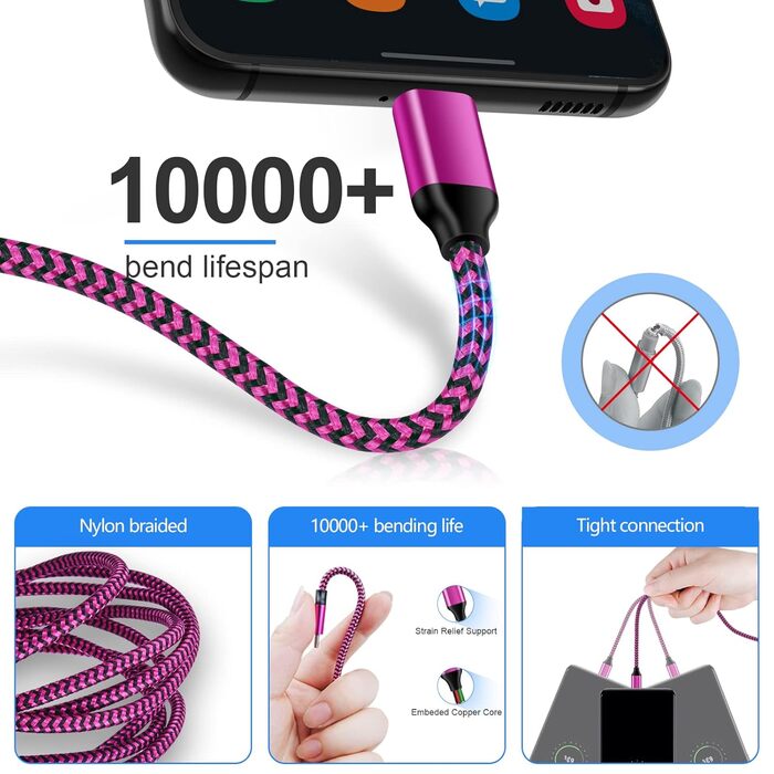 Кабель USB Type-C 3 шт. (3M+2M+1M) для Samsung, Huawei, Xiaomi: швидка зарядка, передача даних