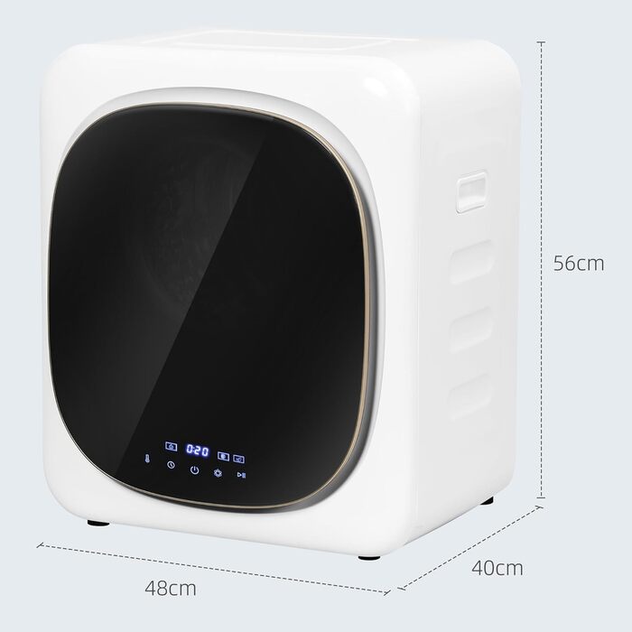 Міні-сушарка для одягу HOMCOM з 6 програмами, LED-дисплеєм, 4 кг, до 60°C, 800W, окремо стояча/настінна, з захистом від перегріву, біла