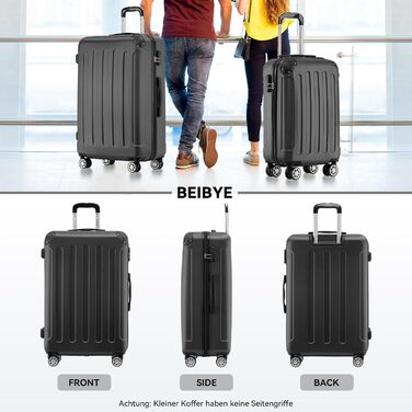 Чохол-валіза Beibye з кодовим замком, 4 колеса, чорний, 55 см