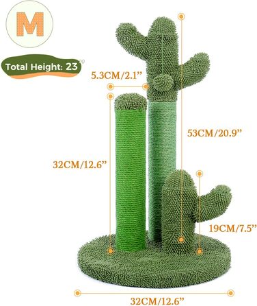 Kratzbaum Kaktus, creative cat tree design, 3 post set, green - 42 * 68.5cm, AY405-HZ--66GN-B (M, Green)