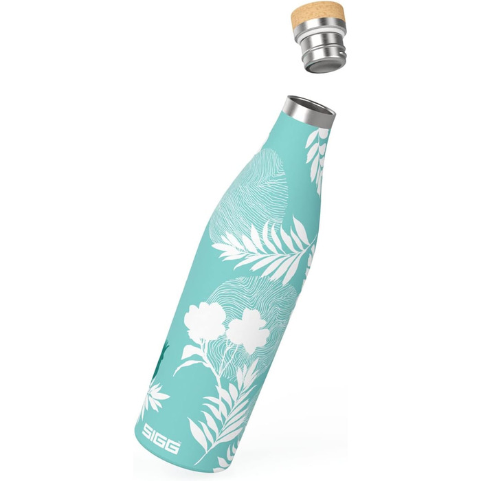 SIGG - Insulated Drinking Bottle - Meridian - Leak-proof - Extra slim - BPA-free - Plastic-free - Double-walled 18/8 Stainless Steel - Bamboo Screw Cap - 0.5L / 0.7L (Sumatra Birds, Sumatra 0.5 L)