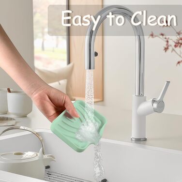 Силіконові мильниці з дренажем (2 шт.) - мильниця для душу, ванни, умивальника, кухні (білий, зелений)