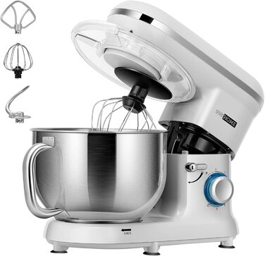 Кухонний міксер VIVOHOME 660 Вт, 10 швидкостей, 6 літрів, електричний, з набором насадок (міксер, віночок, гак для тіста, сепаратор)
