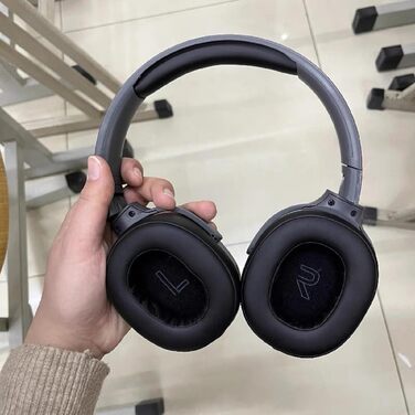 Бездротові навушники HiFi Bluetooth з активним шумозаглушенням, складні, з мікрофоном, для спорту та подорожей (Чорний)