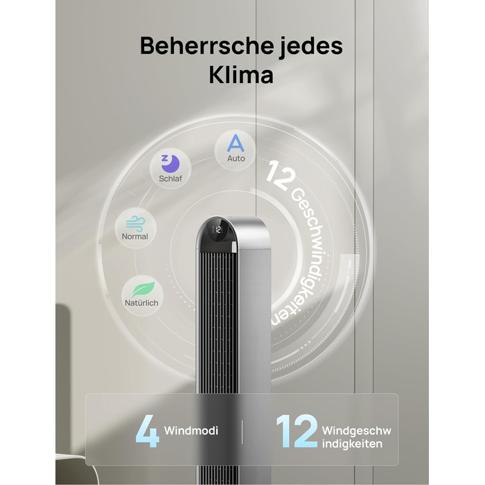 Dreo Pilot Max S: Тихий торшерний вентилятор з кулькою 120°, 12 швидкостей, 4 режими, таймер 12 годин, керування від пульта, для спальні