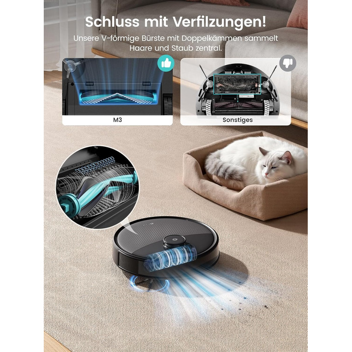 Робот-пилосос LEFANT M210P: потужність 2200Pa, Wi-Fi, Bluetooth, керування через додаток, 6 режимів, автоматична зарядка, для твердих підлог та шерсті тварин