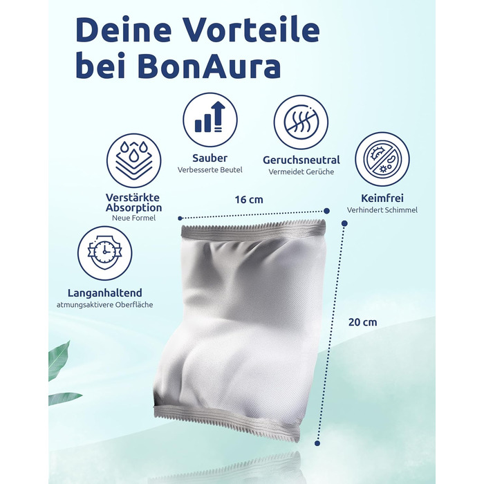 BonAura® AirOne Dehumidifier Refill Packs - 12 Pack - 680g Dehumidifier Granules - Refill Packs for Living Spaces - Protection Against Mold & Odors