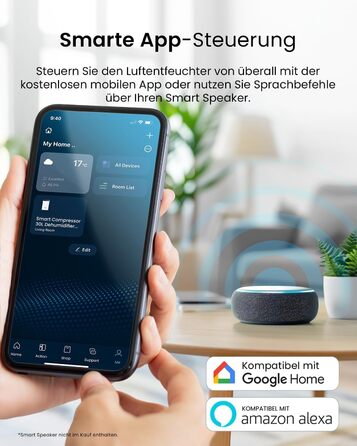 Про Breeze Зволожувач повітря 30л/24г - електричний з Wi-Fi та додатком - датчик вологості, 4л бак, таймер, шланг - від вологи та плісняви