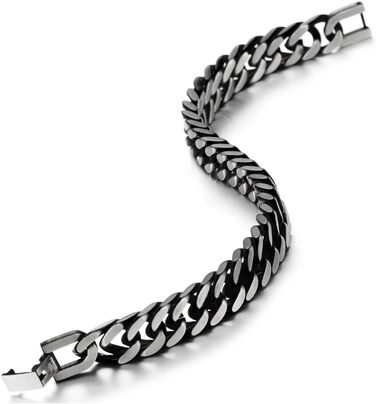 Чоловічий браслет-панцер з нержавіючої сталі COOLSTEELANDBEYOND, сатиновий, срібно-чорний