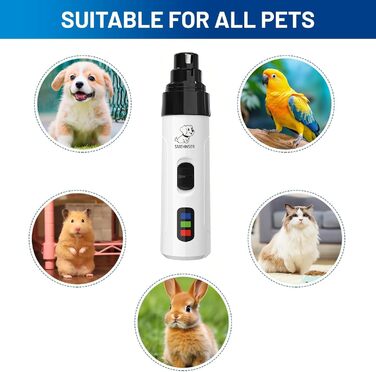 Шліфувальник кігтів для собак - тримач для обрізки кігтів з 3 насадками, тихий та потужний шліфувальник для собак, котів та інших тварин, з LED-підсвічуванням та 3 швидкостями