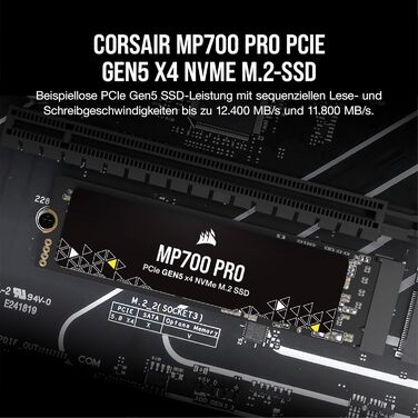 SSD Corsair MP700 PRO 1TB M.2 PCIe Gen5 x4 NVMe 2.0 - Швидкий накопичувач для ігор та професійної роботи