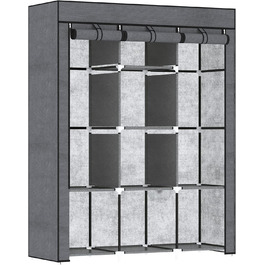 HOMCOM Closet Fabric Wardrobe with Drawers, Clothes Rail and Zipper, Fabric Clothes Storage Unit Folding Wardrobe for Bedroom, Dressing Room, 102 x 42.5 x 162.5 cm, (Dark Grey, 125L x 43W x 162.5H cm)