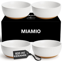 MIAMI – Set of 4 bowls with a 750 ml capacity, ideal for salad, muesli, fruit, ramen – Dishwasher and microwave safe – Aura Collection