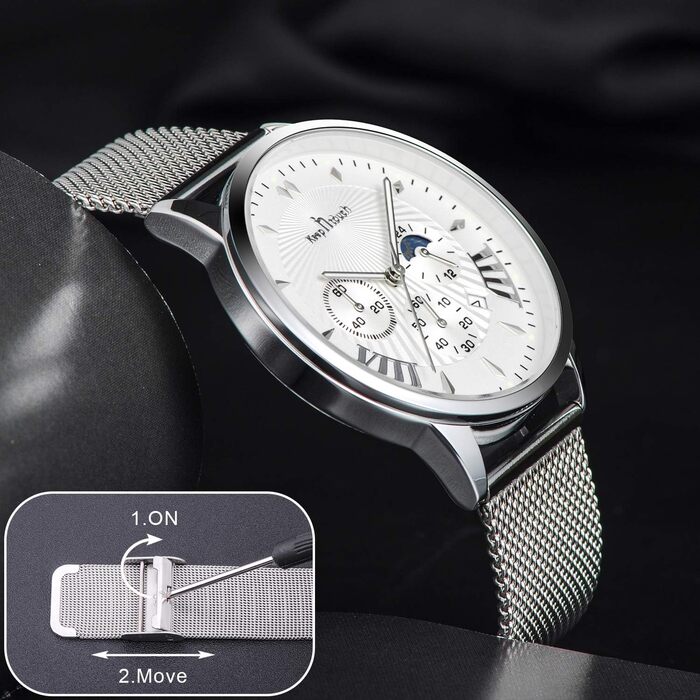 Чоловічий годинник Mode Herren Uhren: водонепроникний аналоговий кварцовий годинник з нержавіючої сталі та сітчатим ремінцем