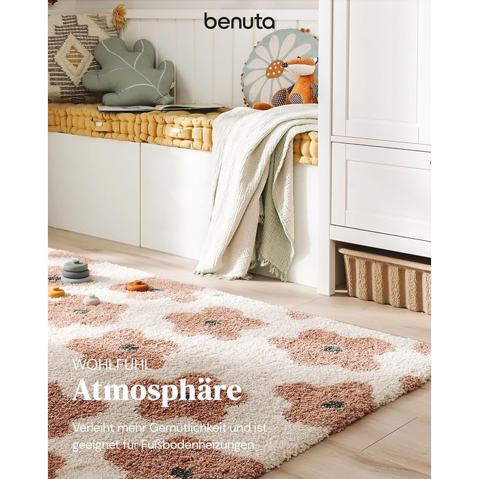 Дитячий килим Benuta Lytte Gobi Рожевий 80x150 см, прямокутний, з дитячим малюнком, штучне волокно, скандинавський стиль