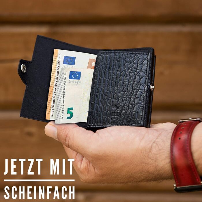 Клатч-органайзер Solo Pelle Mech: шкіряний картхолдер з RFID захистом для 11 карт (Kroko Schwarz)