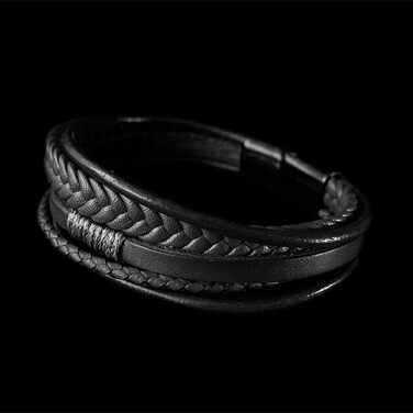Браслет чоловічий шкіряний UNIQAL 'FEATHER' з нержавіючої сталі, 23 см (чорний)