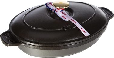 STAUB Овальна форма для запікання з кришкою, 23 см, 1 л, чавун, чорна, для всіх типів плит та духовки, індукція