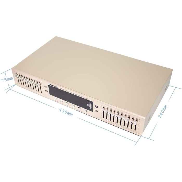 Цифровий HIFI еквалайзер Toplionace EQ898 220В з Bluetooth, USB, стерео підсилювач, 10-смуговий, золотий, для дому та сцени