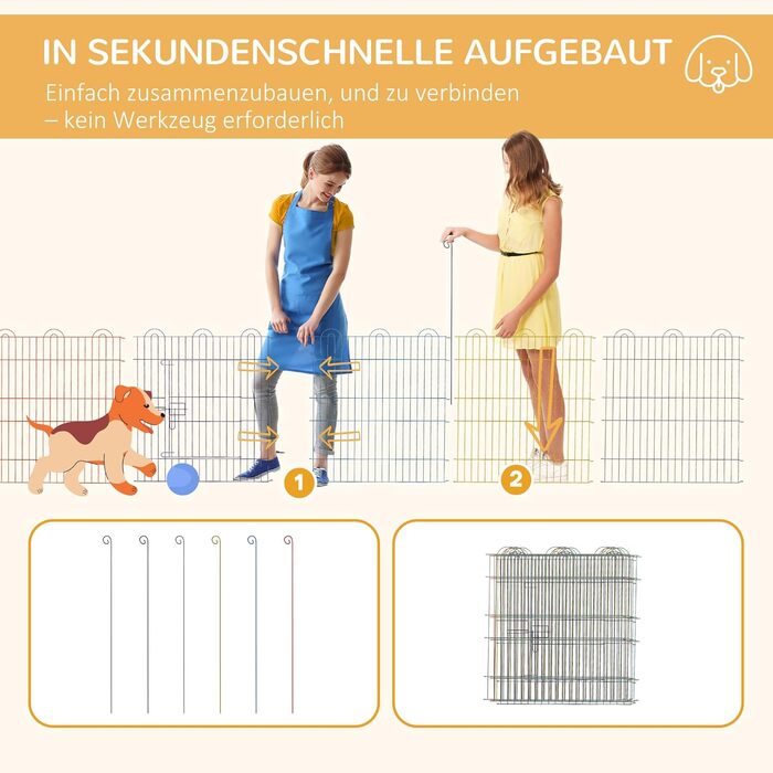 PawHut® вольєр для цуценят, огорожа для собак, вольєр-загон, 120x60x80 см (різнокольоровий)