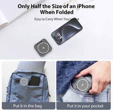 Зарядна станція KU XIU X55 15W MagSafe 3-в-1: для Apple Watch, iPhone 17-12, AirPods + USB-C 30W адаптер, сіра, складана, магнітна