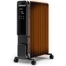 Електричний масляний радіатор Pro Breeze 2500W з 11 ламелями. Розумна система опалення, 3 режими, термостат, Wi-Fi, таймер 24 години, сенсорне керування, захист від перегріву. Білий.