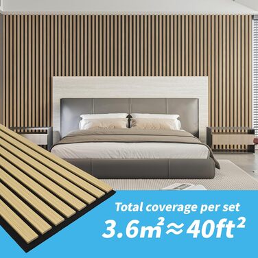 Акустичні 3D-панелі Art3d для звукоізоляції (дуб), деревний шпон з фетровою підкладкою, 60x30 см, набір 4 шт. — звукопоглинаючі панелі для офісу, студії та вітальні