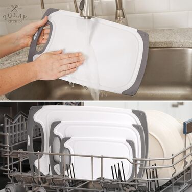 Набір з 3 дерев'яних обробних дощок Zulay Kitchen, пластик, з жолобками для соку, стійкі до ковзання, для кухні