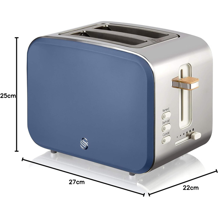 Набір для сніданку Swan Nordic: чайник 1,7 л, тостер на 2 тости, 2200 Вт, блакитний, з дизайном під дерево