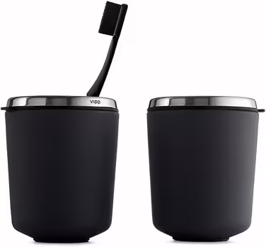7 Toothbrush Holders, Stainless Steel, Black, 9 cm
