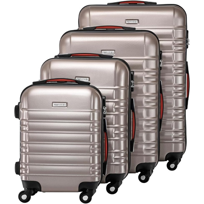 Набір валіз з ABS пластику S-M-L-XL з кодовим замком та телескопічною ручкою, ролер для подорожей, ручна поклажа (шампань)