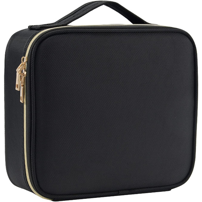 Косметичка для макіяжу та косметики, органайзер для подорожей, чорна. З ручкою та регульованими перегородками