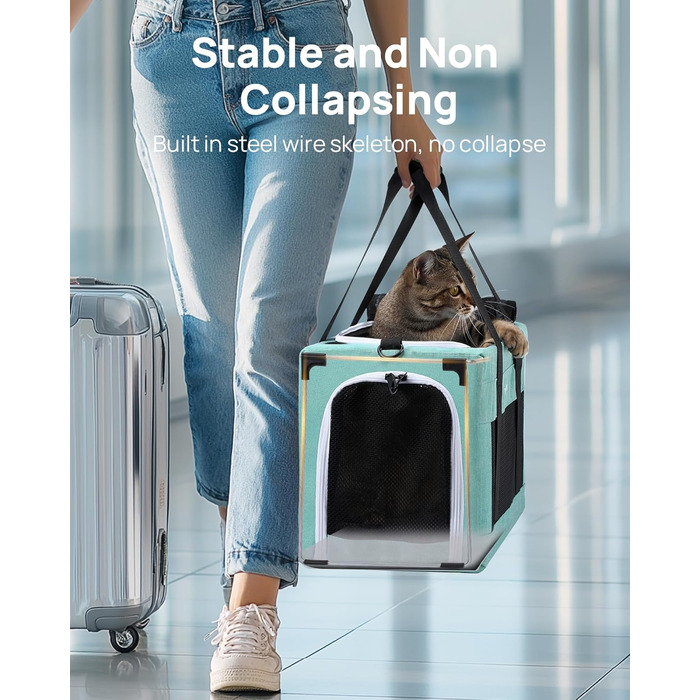 Транспортна сумка для котів Pecute Katzentasche: легка, складана, для котів та маленьких собак, до 4 кг, 44 x 23 x 30 см, аква-зелений