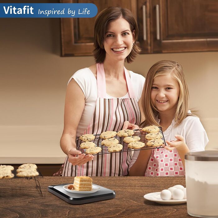 Кухонні ваги Vitafit 15 кг, цифрові, професійні, для випічки та приготування їжі, з LED дисплеєм (чорний)