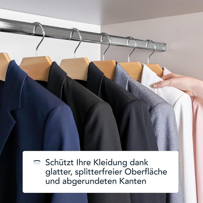 Дерев'яні плічки SUITS VIENNA для жіночих піджаків і костюмів, 40 см, 6 шт, з широкою плечовою зоною та округлими краями