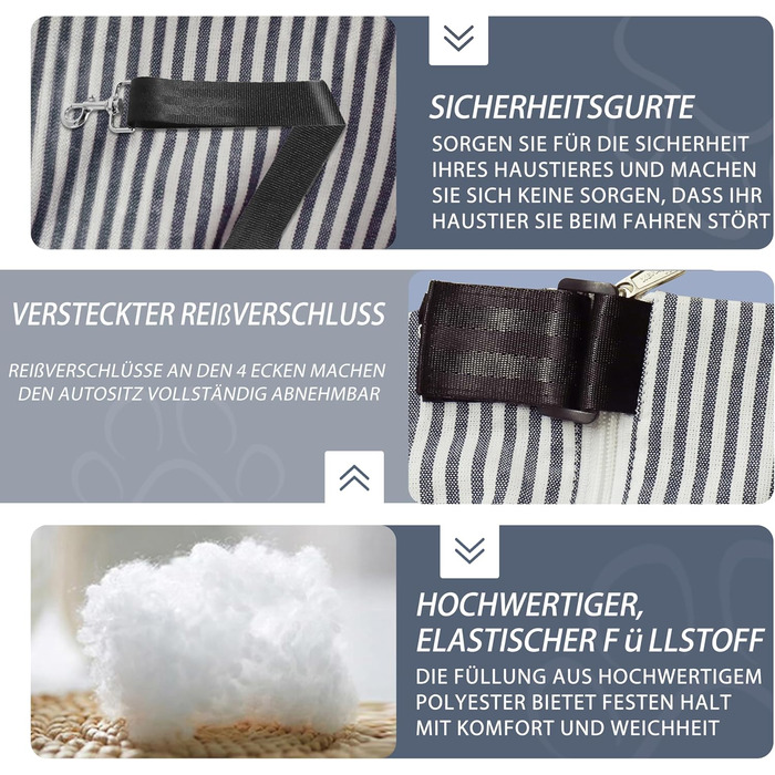 Автокрісло для собак великих та середніх порід, 110 x 45 x 55 см, практичне автобокc для собак