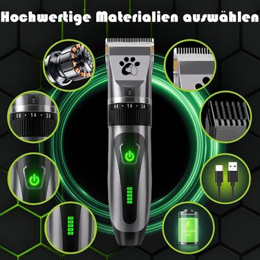 Професійна машинка для стрижки собак та котів Leise, бездротова, 2 швидкості, чорна