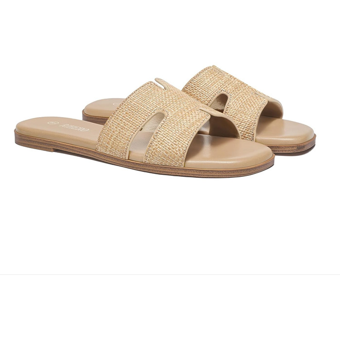 Сандалії жіночі Rihero шкіряні сліпони Raffia 39.5 EU, комфортні повсякденні